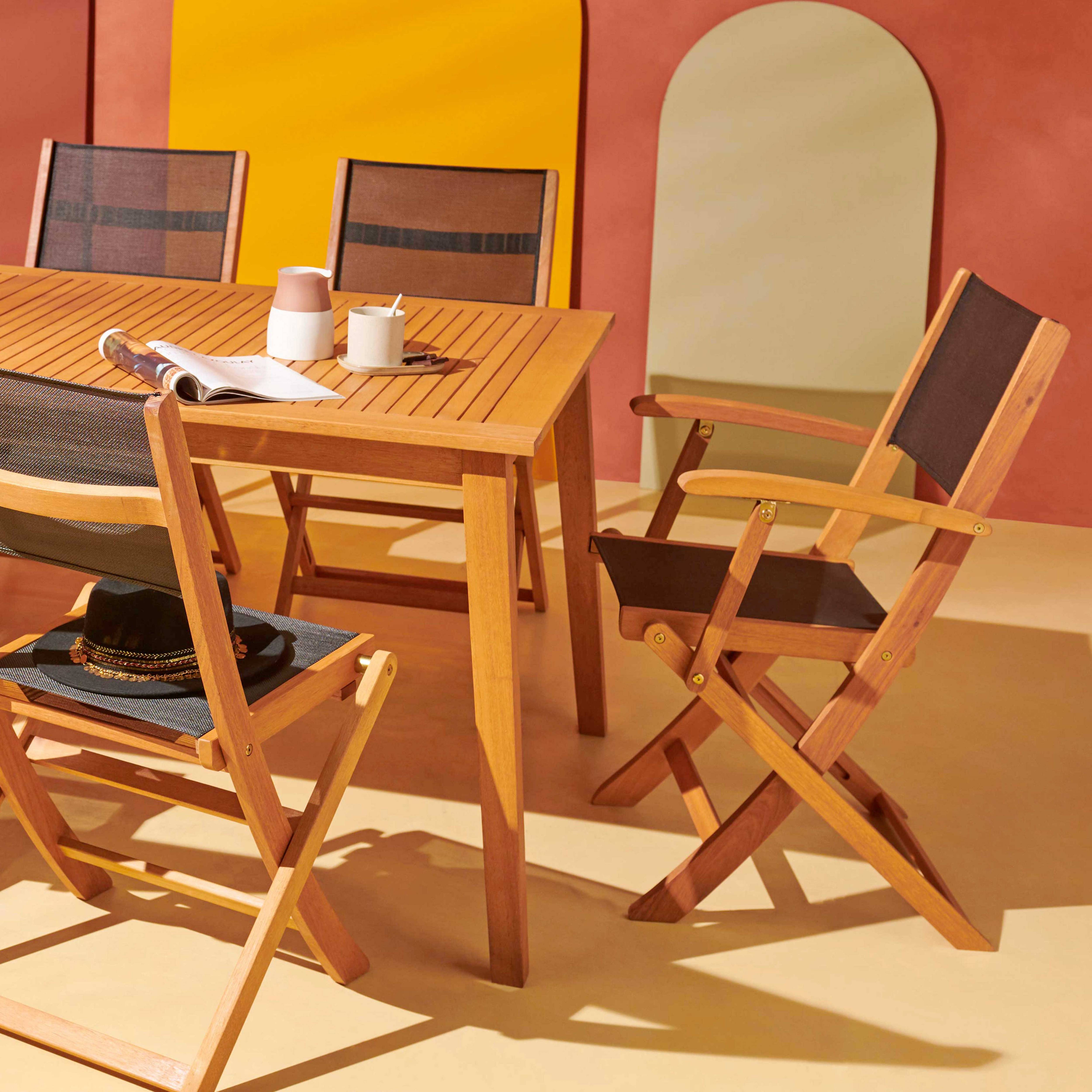 Oviala - Lot de 2 chaises pliantes en bois noir Martigues - Oviala - Imagen 6