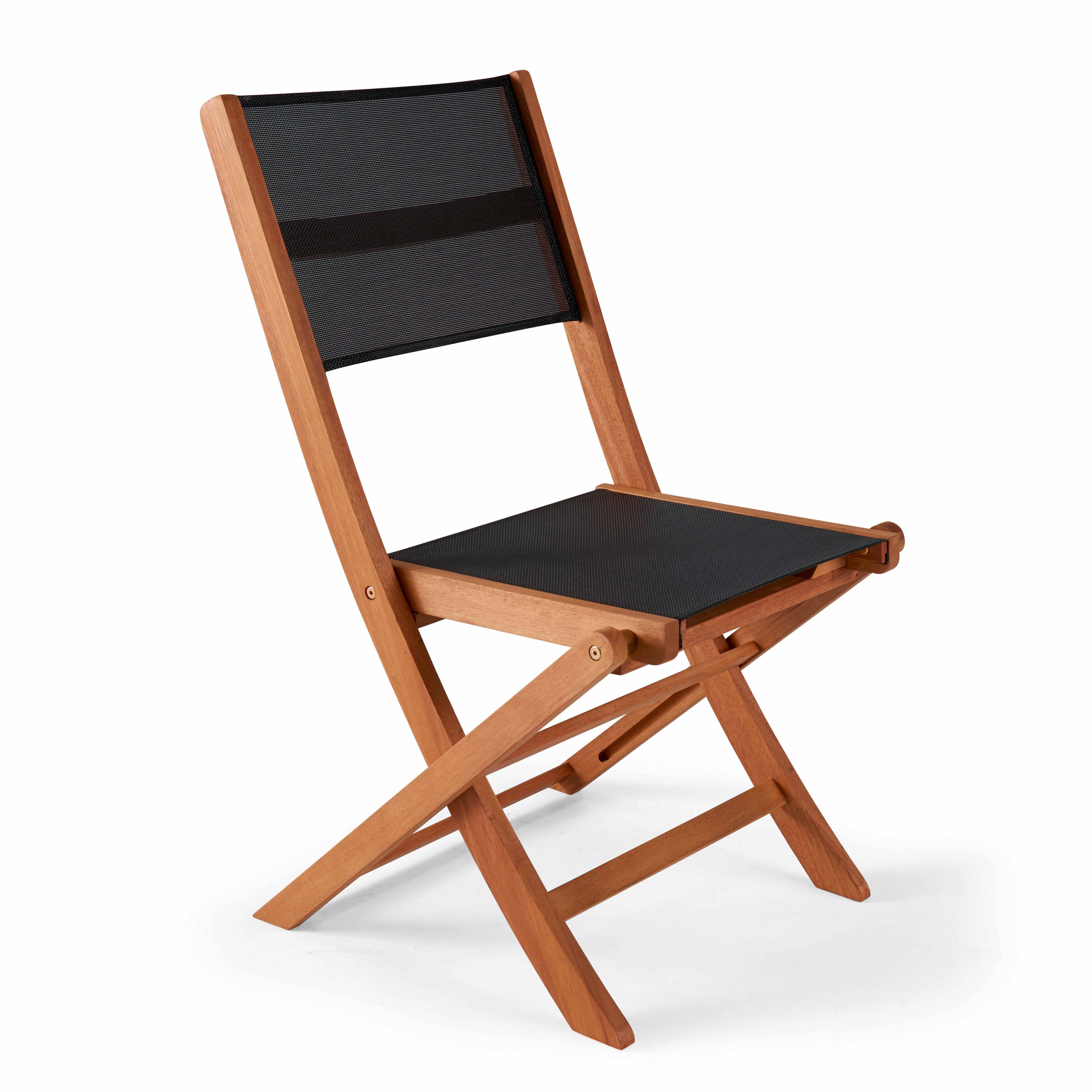 Oviala - Lot de 2 chaises pliantes en bois noir Martigues - Oviala - Imagen 2