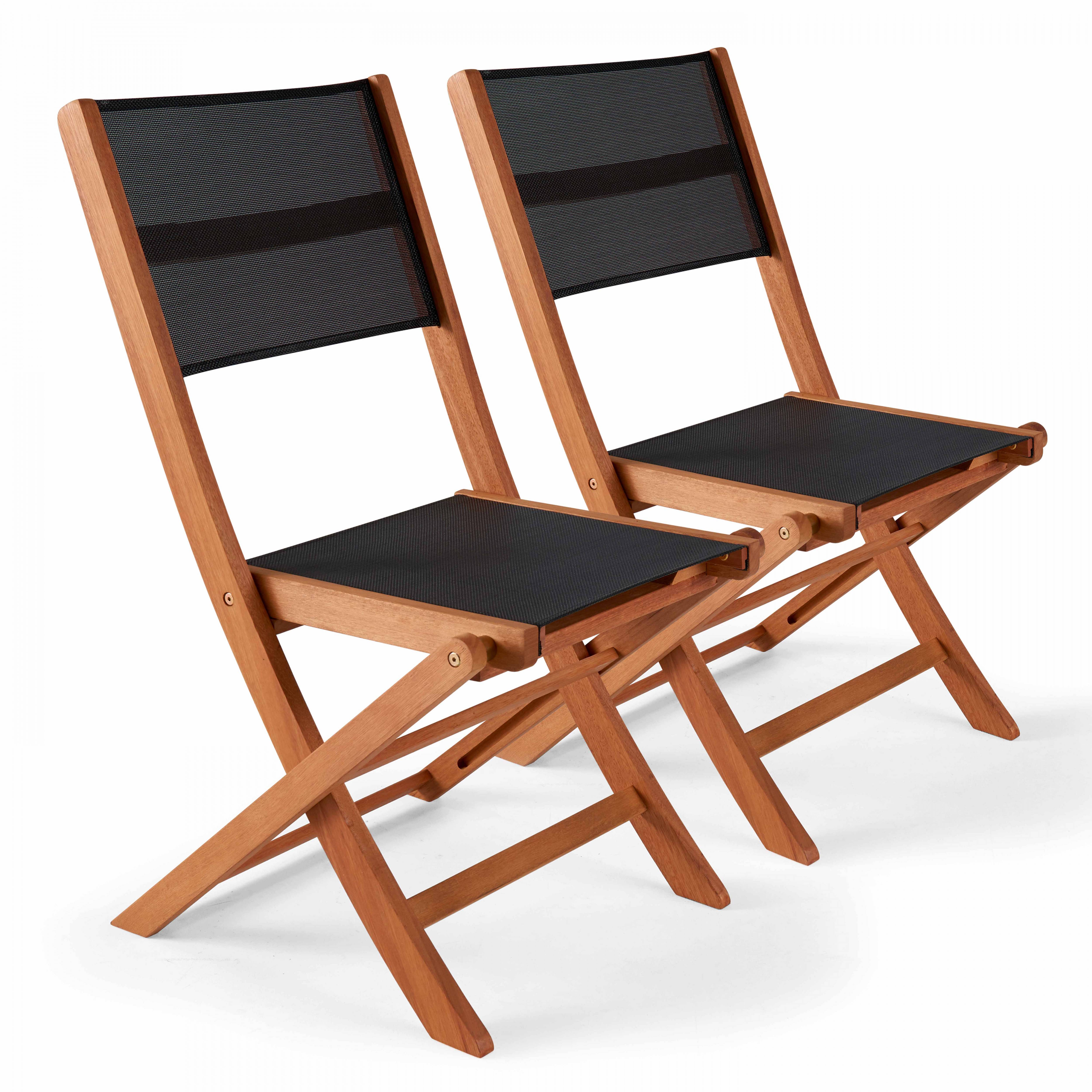 Oviala - Lot de 2 chaises pliantes en bois noir Martigues - Oviala - Imagen 1