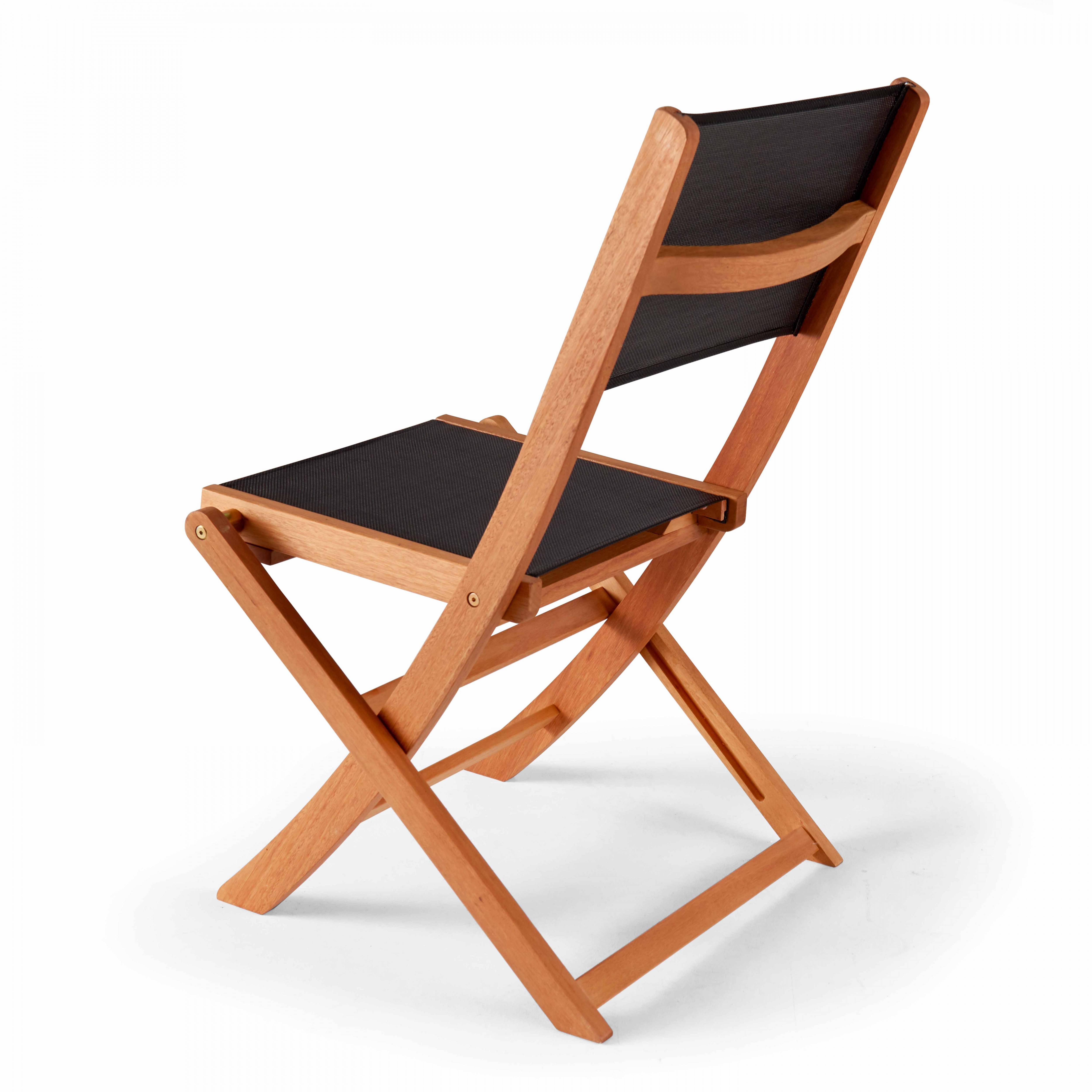 Oviala - Lot de 2 chaises pliantes en bois noir Martigues - Oviala - Imagen 3