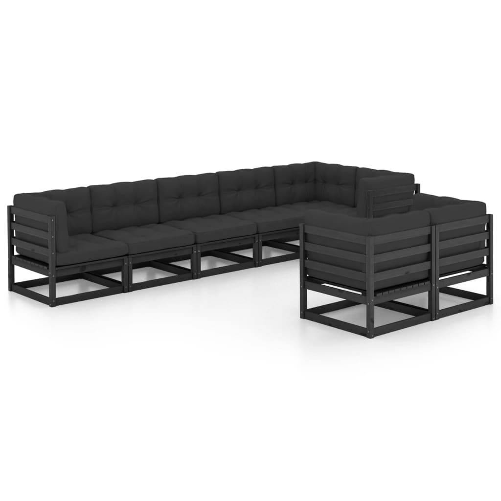 Helloshop26 - Salon de jardin meuble d'extérieur ensemble de mobilier 8 pièces avec coussins bois de pin massif - Imagen 1