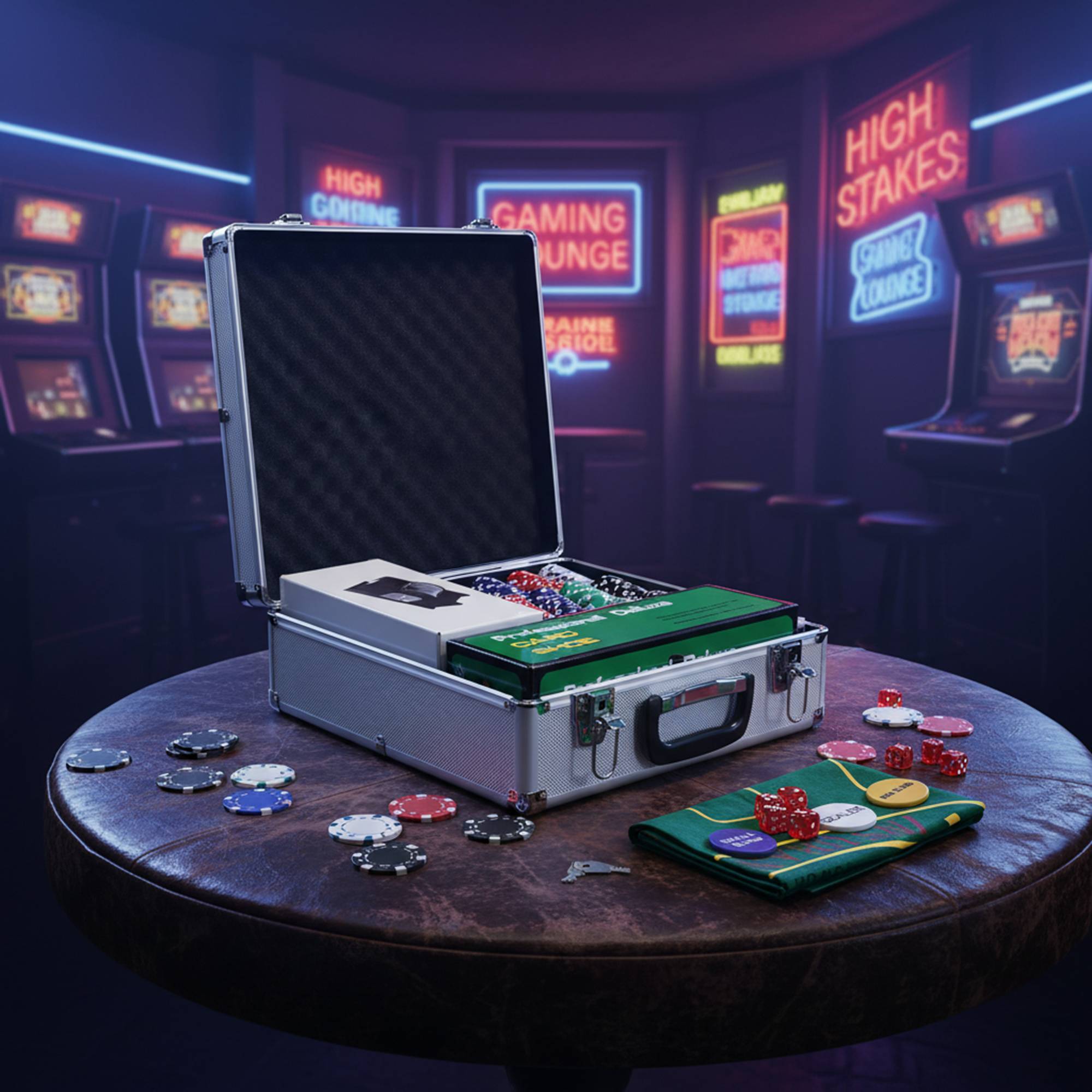 Mallette de poker coffret de poker complet 500 jetons, boîtier en ABS, cartes à jouer, dés, dealer, tapis, clés - Image 4