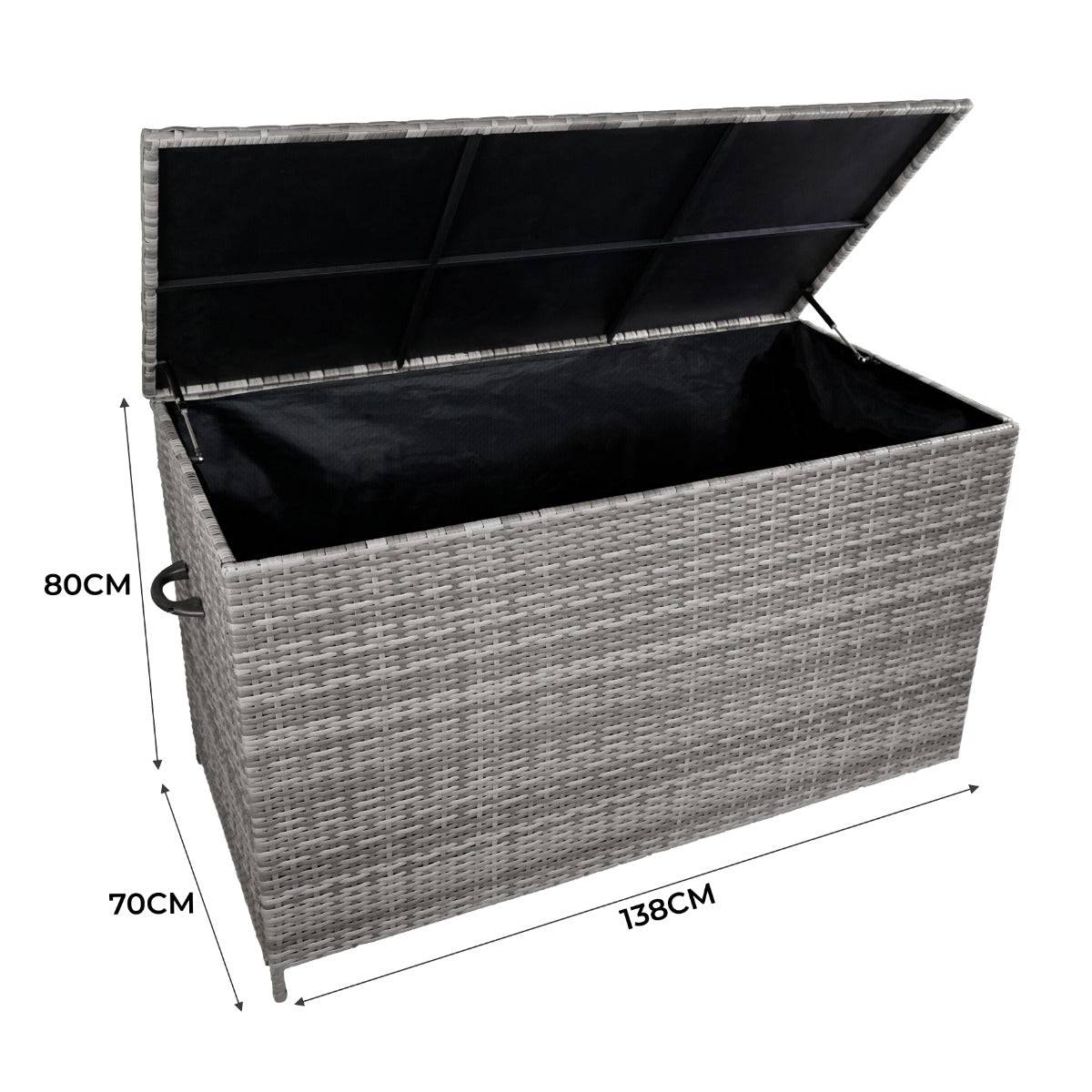 Monster Racking - Coffre de Rangement Extérieur en Rotin Gris – 582 L - Imagen 5