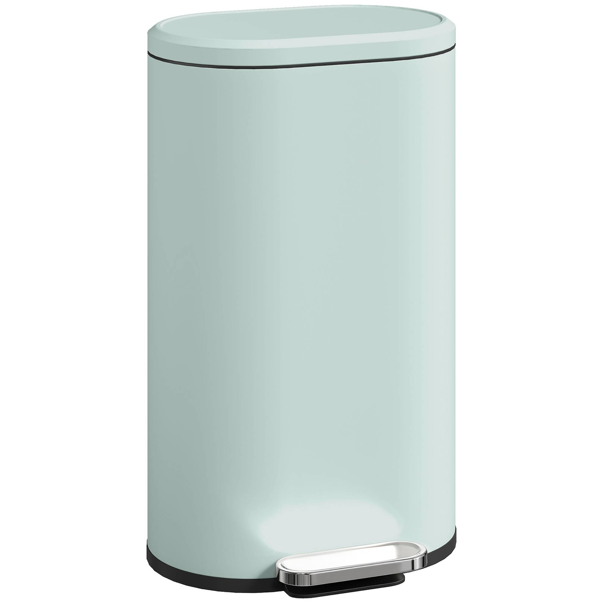 Sans Marque - Poubelle cuisine 30 litres pédale couvercle fermeture amortie pédale métal verte 36,5x31x61 cm - Image 1
