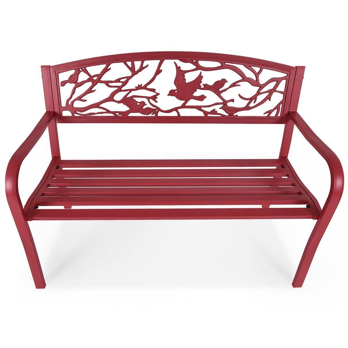 Helloshop26 - Banc de jardin en fer résistant style contemporain 2-3 places rouge - Imagen 2