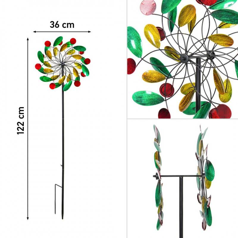 Girouette métallique décorative - Icare - Paddle double roue multicolore - Image 2