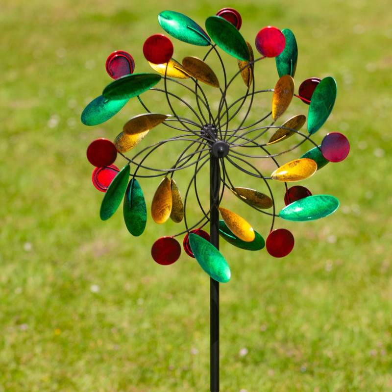 Girouette métallique décorative - Icare - Paddle double roue multicolore - Image 3