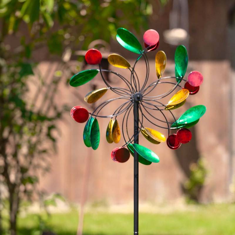 Girouette métallique décorative - Icare - Paddle double roue multicolore - Image 4