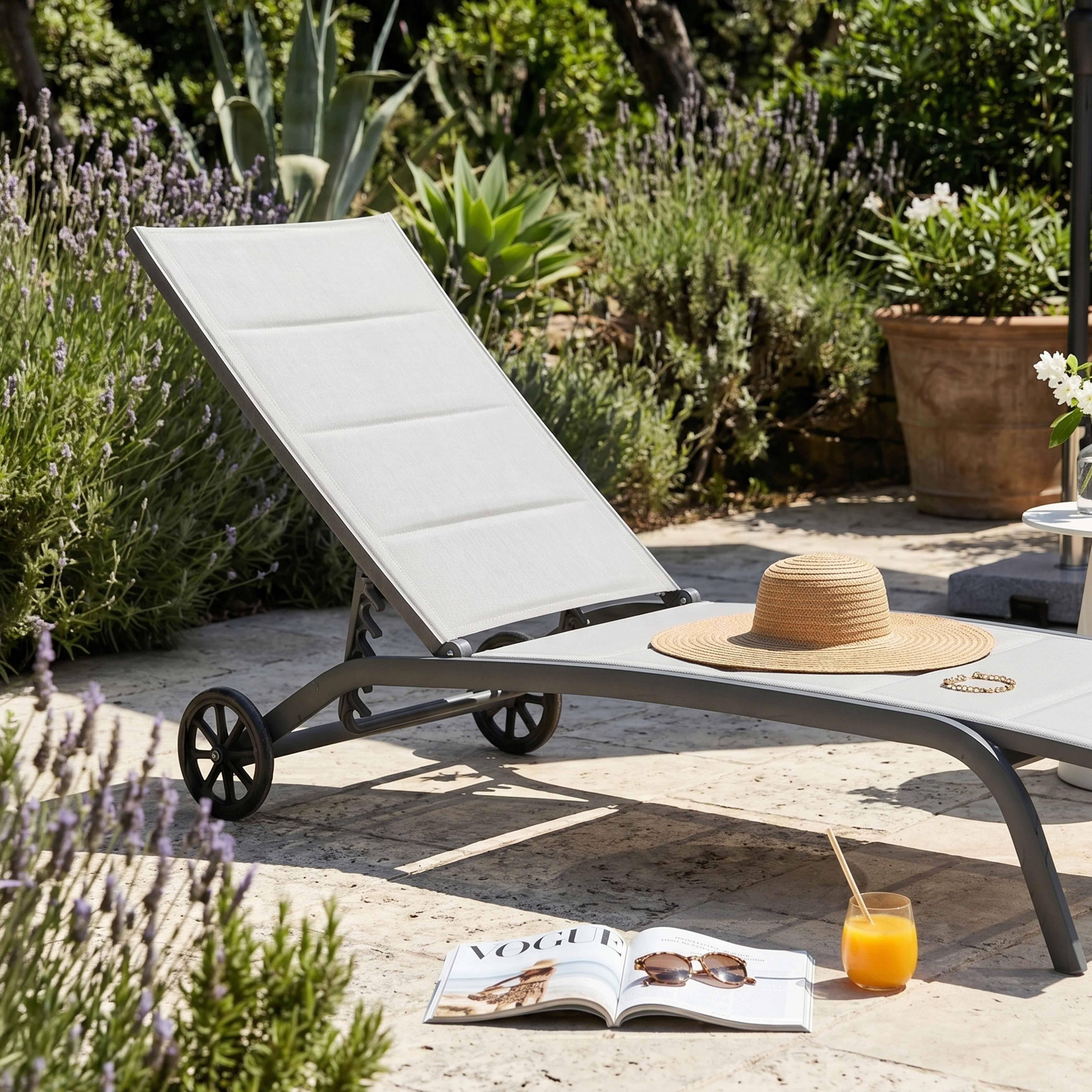 Oviala - Lot de 2 bains de soleil en aluminium gris Santa Monica - Oviala - Imagen 3