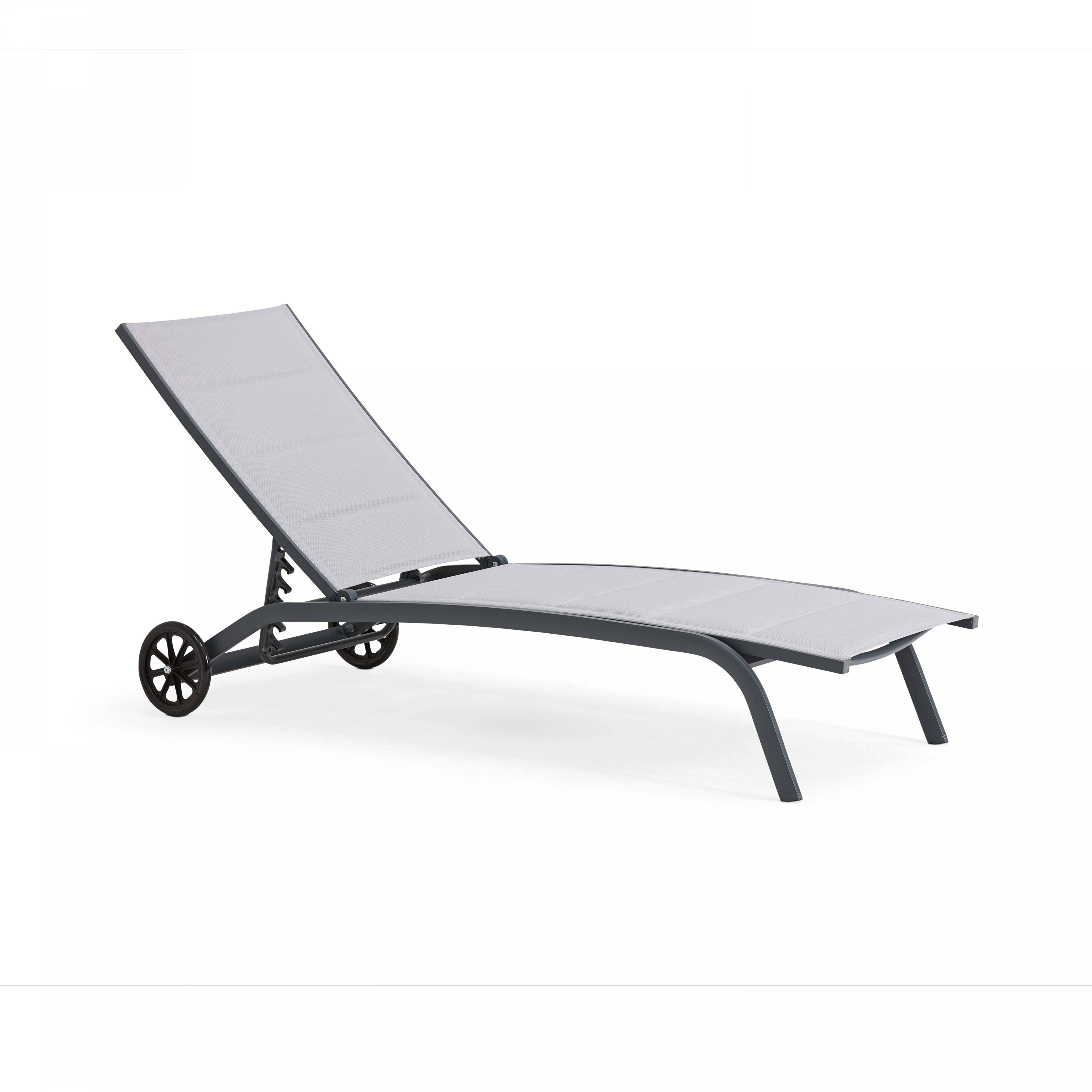 Oviala - Lot de 2 bains de soleil en aluminium gris Santa Monica - Oviala - Imagen 5