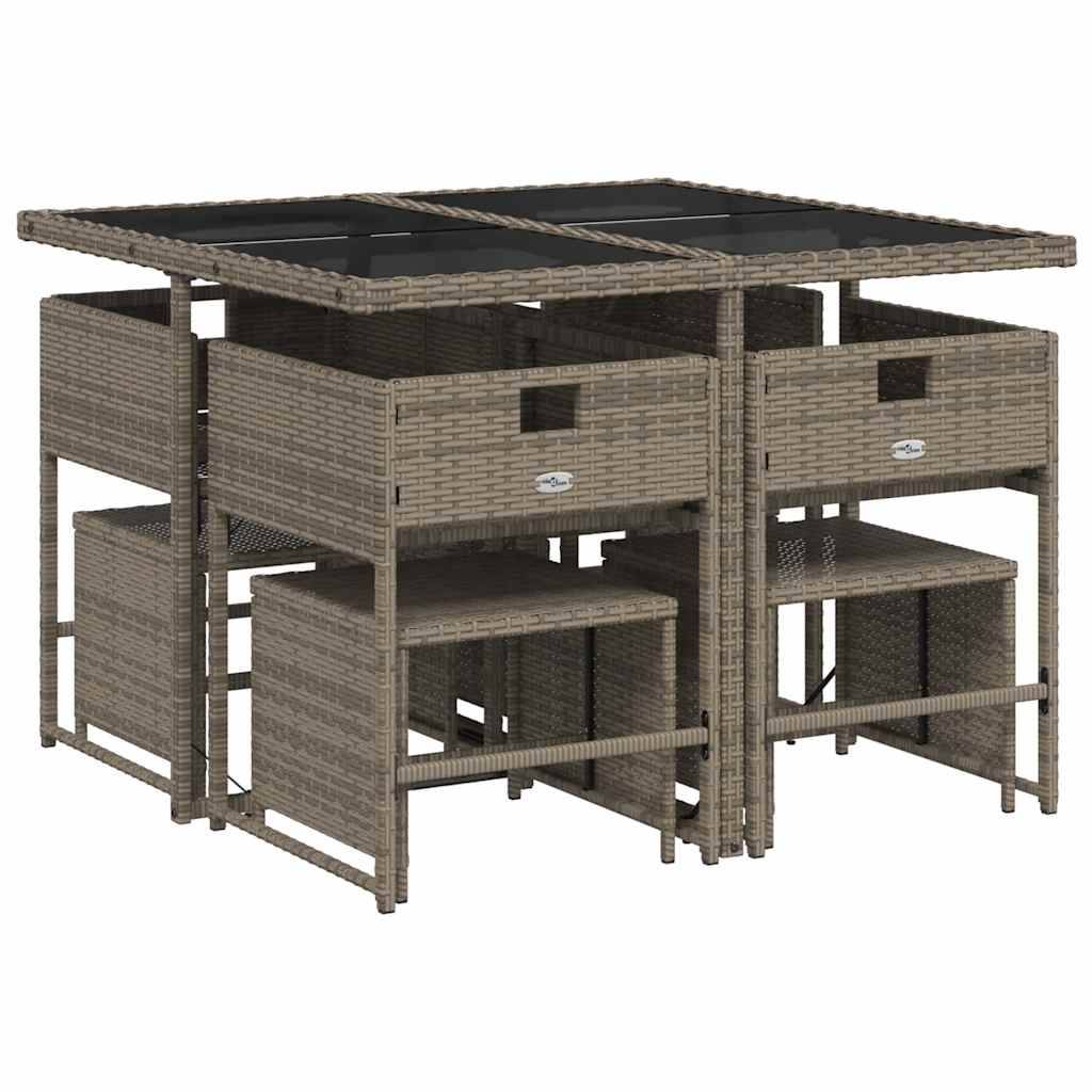 Salon de jardin 8 personnes résine tressée encastrable plateau en verre Gris – ComfortXL Outdoor Living - Image 3