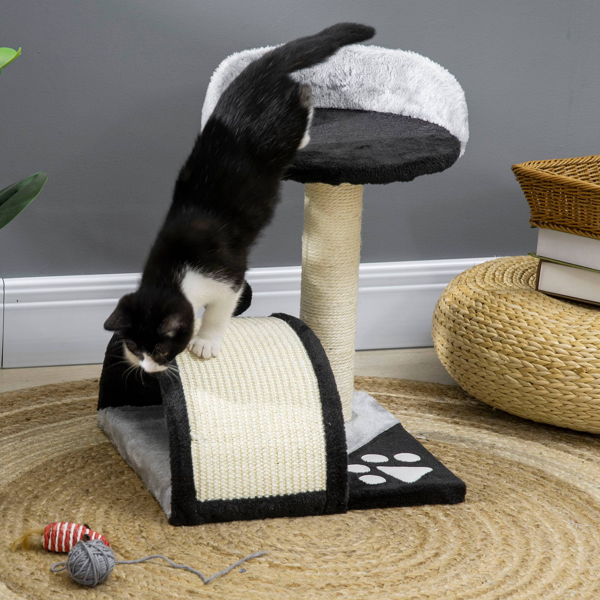 Arbre à chat sisal et peluche noir 35.5 x 37 x 46 cm - PANGIVO - Image 3