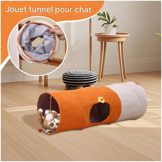 Tunnel amusant pour chat 80 cm pliable et démontable facile - Lytech - Image 2