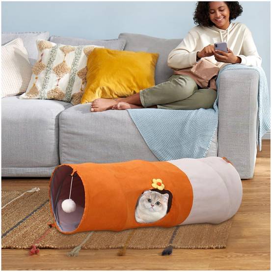 Tunnel amusant pour chat 80 cm pliable et démontable facile - Lytech - Image 3
