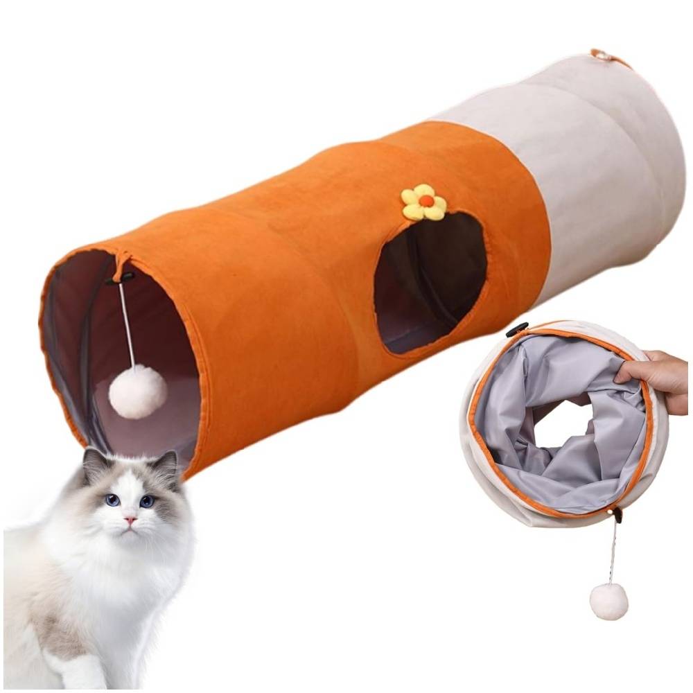 Tunnel amusant pour chat 80 cm pliable et démontable facile - Lytech - Image 1