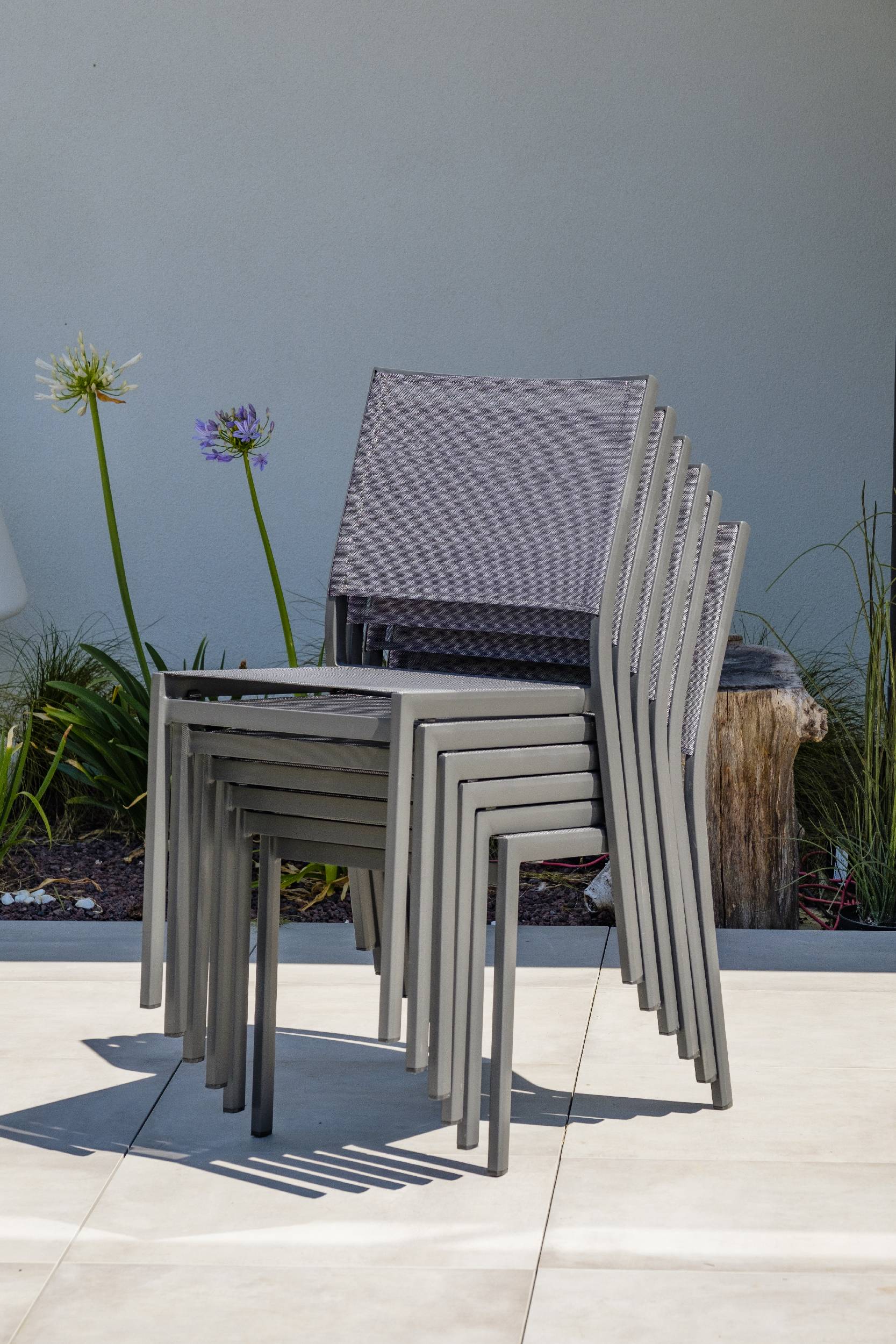 Dcb Garden - Ensemble repas CAICOS 8 places en aluminium plateau HPL - DCB GARDEN - Imagen 6