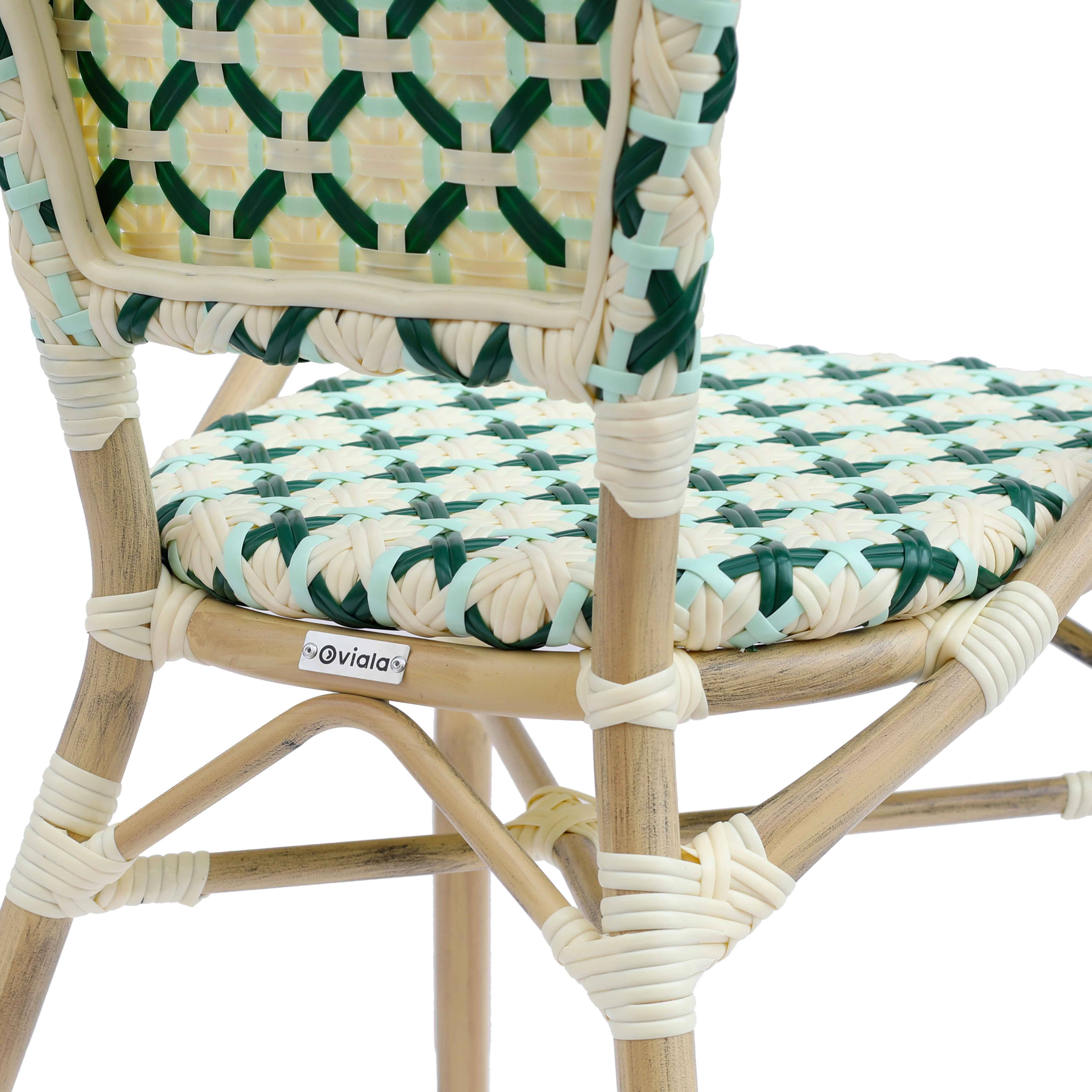 Oviala - Fauteuil de terrasse bistrot parisien en aluminium et rotin vert foncé Madeleine - Oviala - Imagen 6