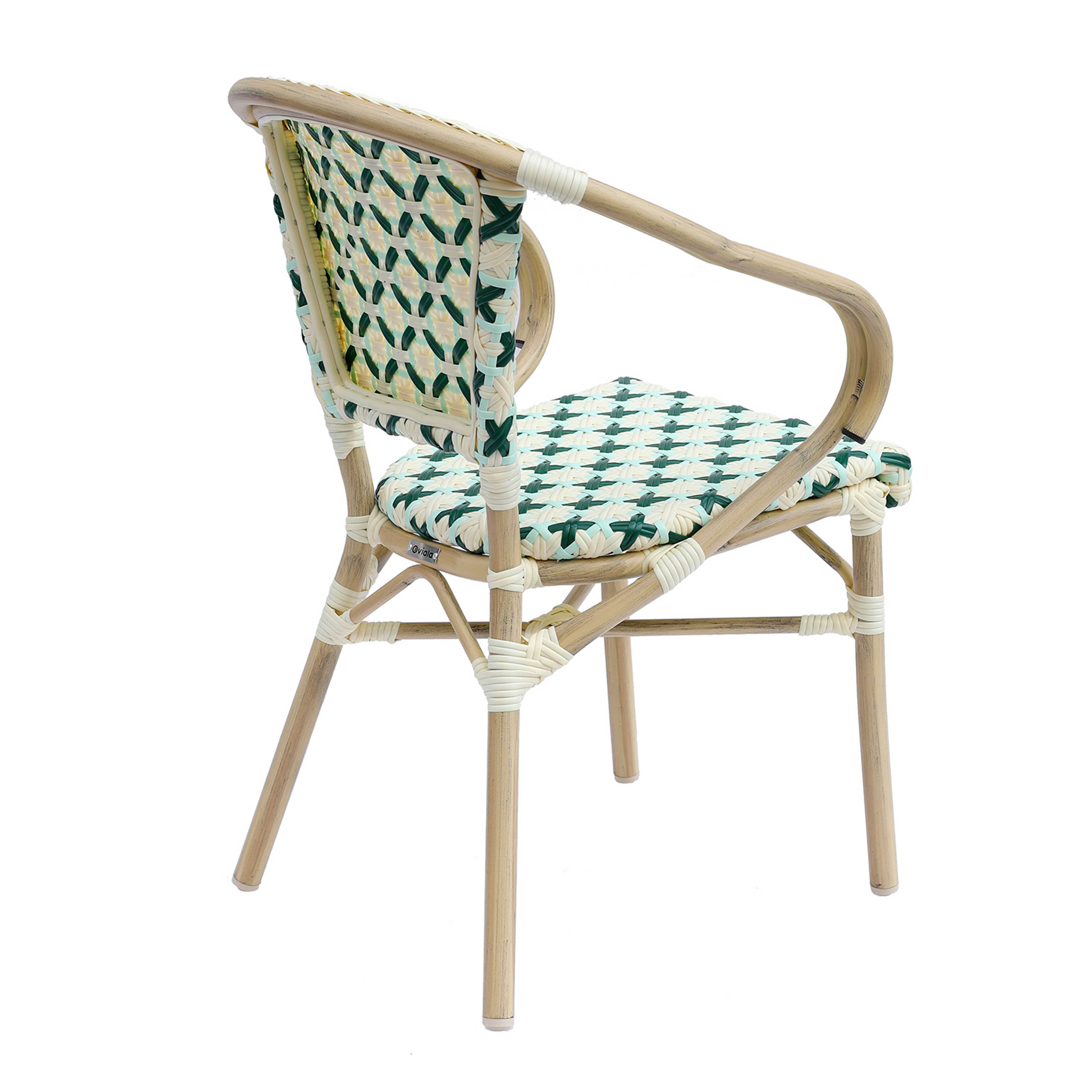 Oviala - Fauteuil de terrasse bistrot parisien en aluminium et rotin vert foncé Madeleine - Oviala - Imagen 4