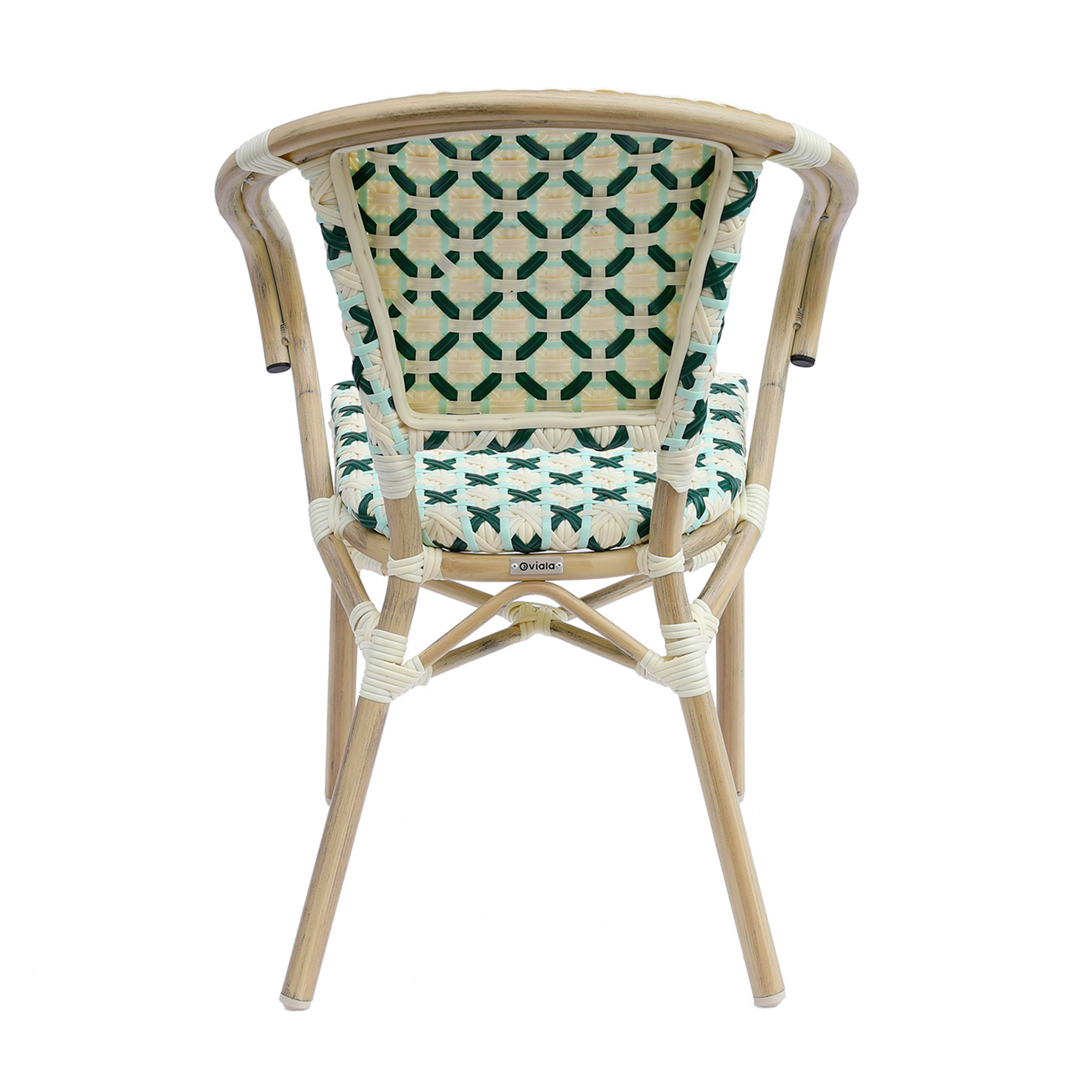 Oviala - Fauteuil de terrasse bistrot parisien en aluminium et rotin vert foncé Madeleine - Oviala - Imagen 5