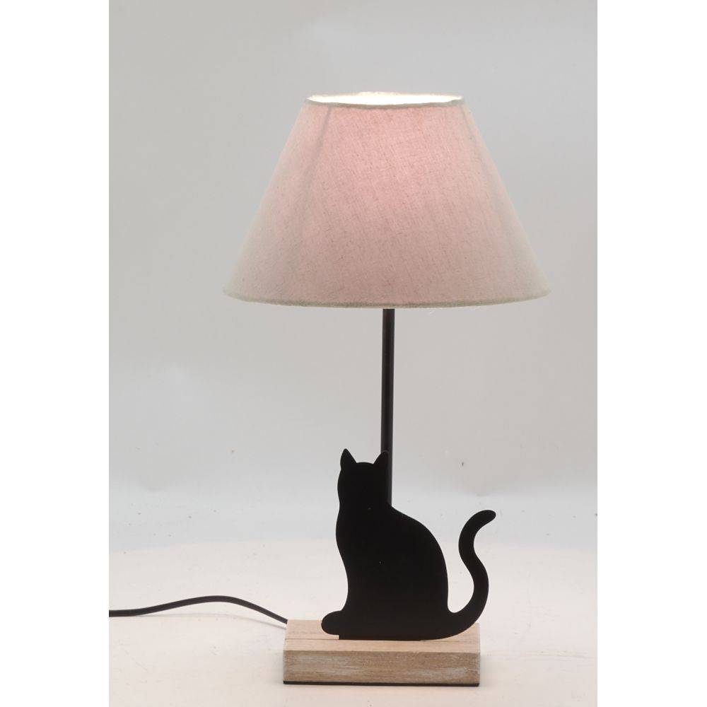 Aubry Gaspard - Lampe Chat en métal noir et bois - Imagen 2