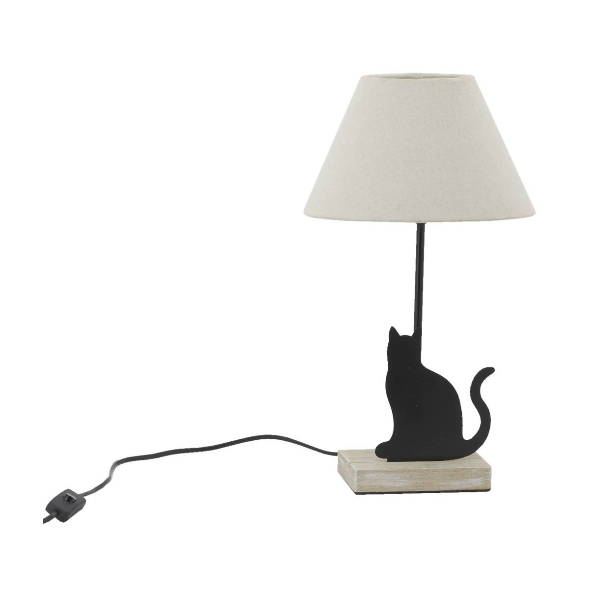 Aubry Gaspard - Lampe Chat en métal noir et bois - Imagen 1