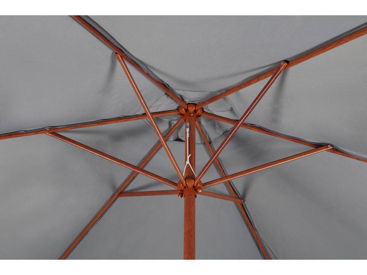 Parasol Jardin Droit Alu Finition Bois "luz" - Rond - ø 3m - Gris -habitat Et Jardin - Imagen 3