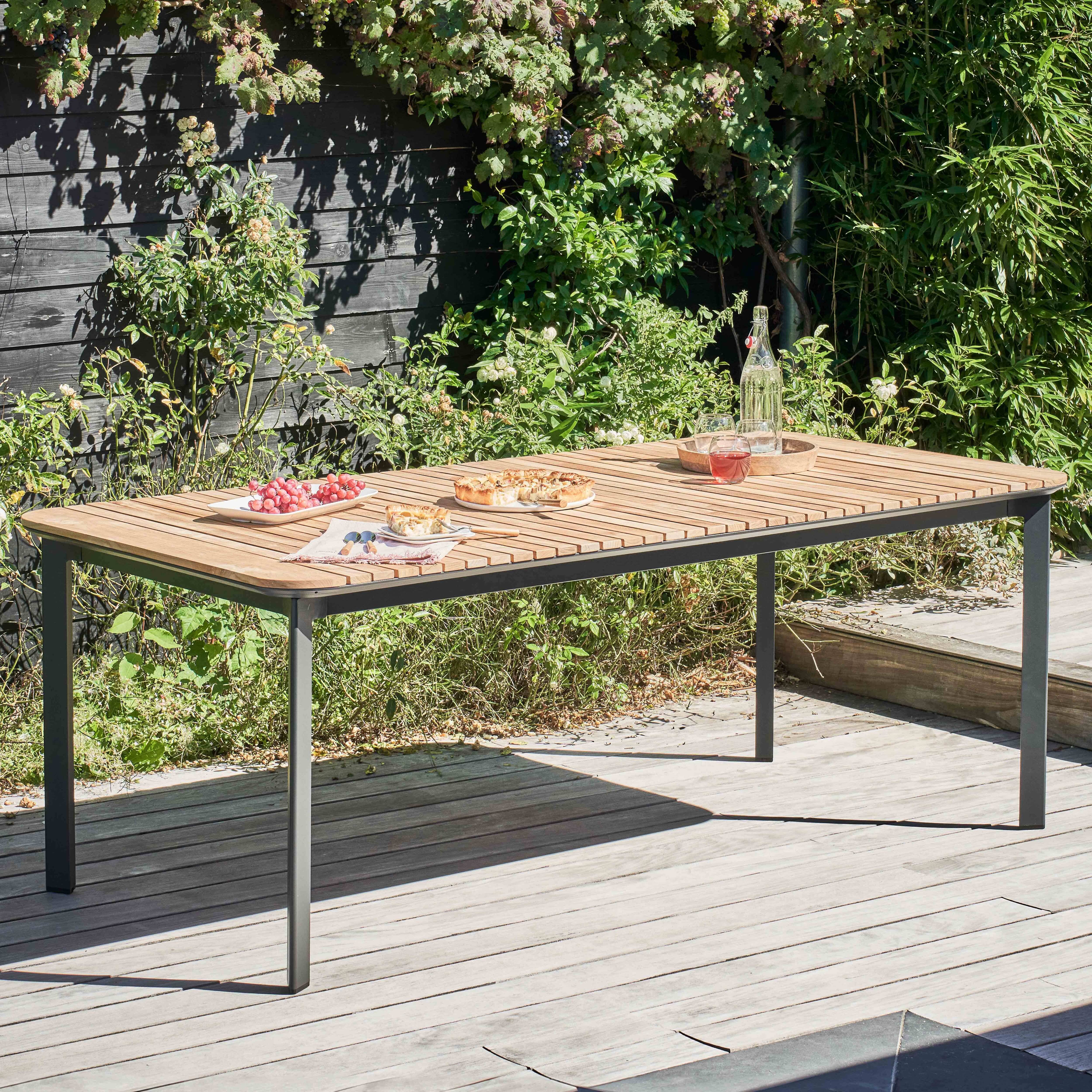 Oviala - Table de terrasse en aluminium et teck Tempa - Oviala - Imagen 2