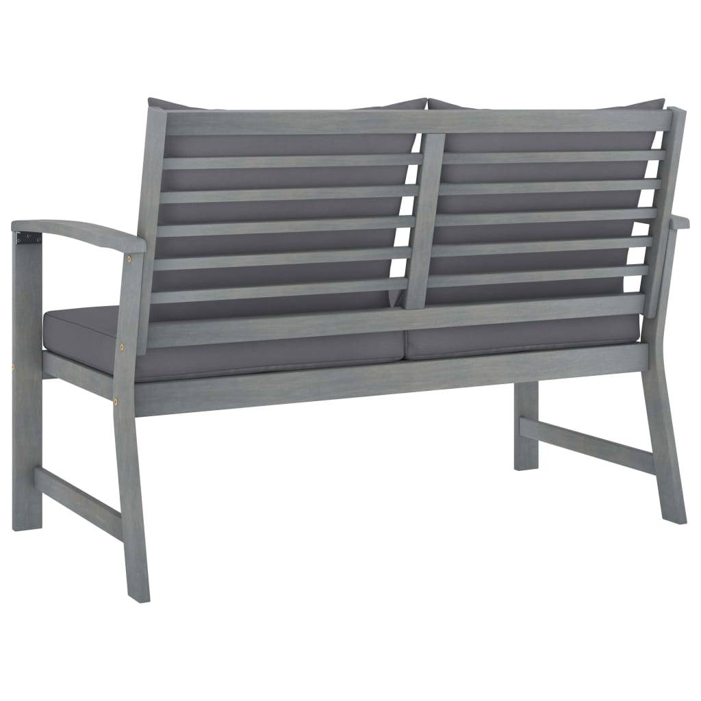 Helloshop26 - Banc de jardin meuble de patio d'extérieur terrasse 120 x 60,5 x 81 cm et coussin gris foncé bois solide d'acacia - Imagen 4