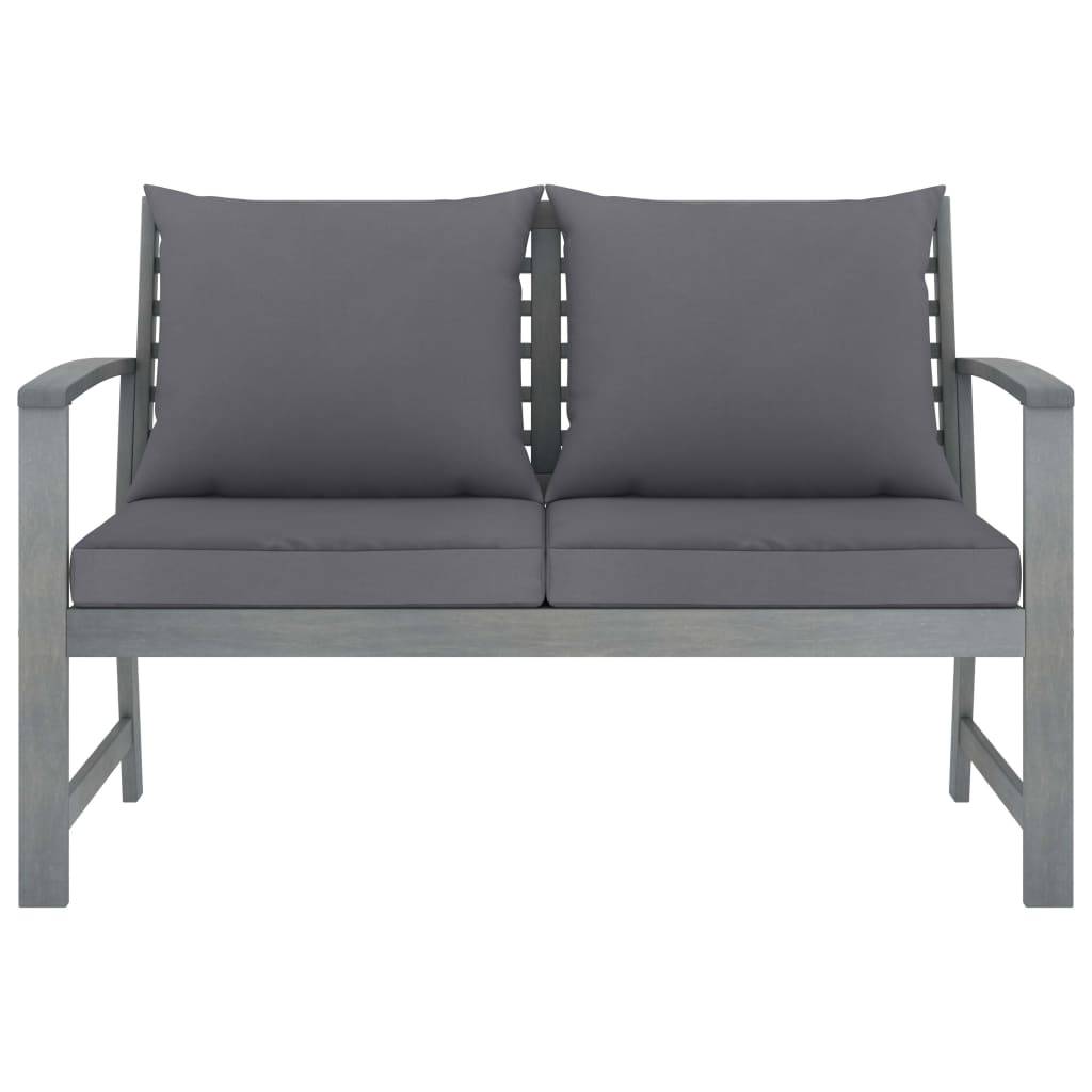 Helloshop26 - Banc de jardin meuble de patio d'extérieur terrasse 120 x 60,5 x 81 cm et coussin gris foncé bois solide d'acacia - Imagen 2