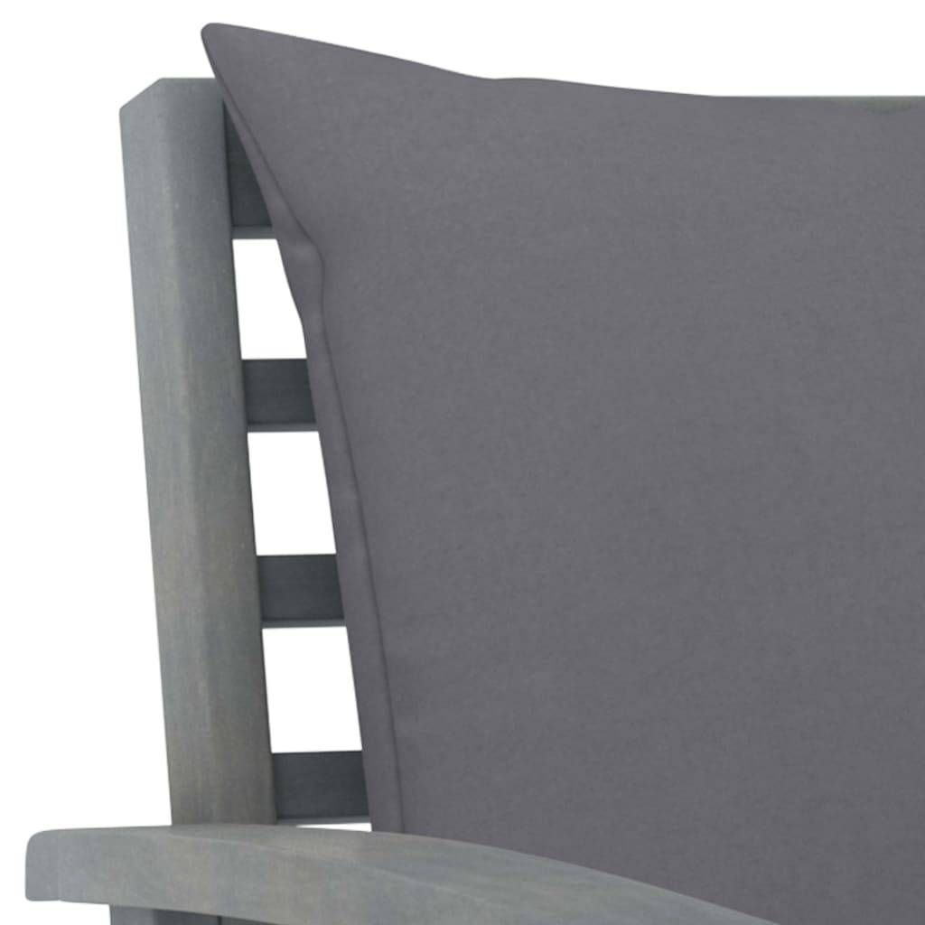 Helloshop26 - Banc de jardin meuble de patio d'extérieur terrasse 120 x 60,5 x 81 cm et coussin gris foncé bois solide d'acacia - Imagen 5