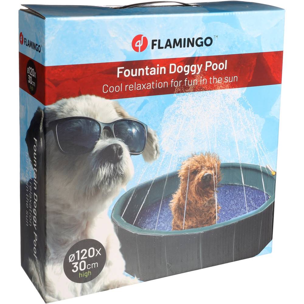 Flamingo - Piscine avec jet d'eau ø 120 x 30 cm bleu et gris pour chien - Image 3