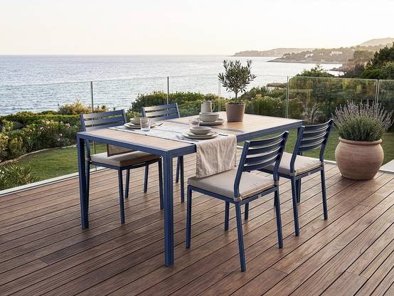 Table De Jardin Métal Imitation Bois "tossa" - 160 X 90 X 75 Cm - Marron -habitat Et Jardin - Image 2