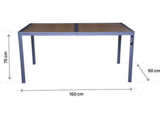 Table De Jardin Métal Imitation Bois "tossa" - 160 X 90 X 75 Cm - Marron -habitat Et Jardin - Image 3