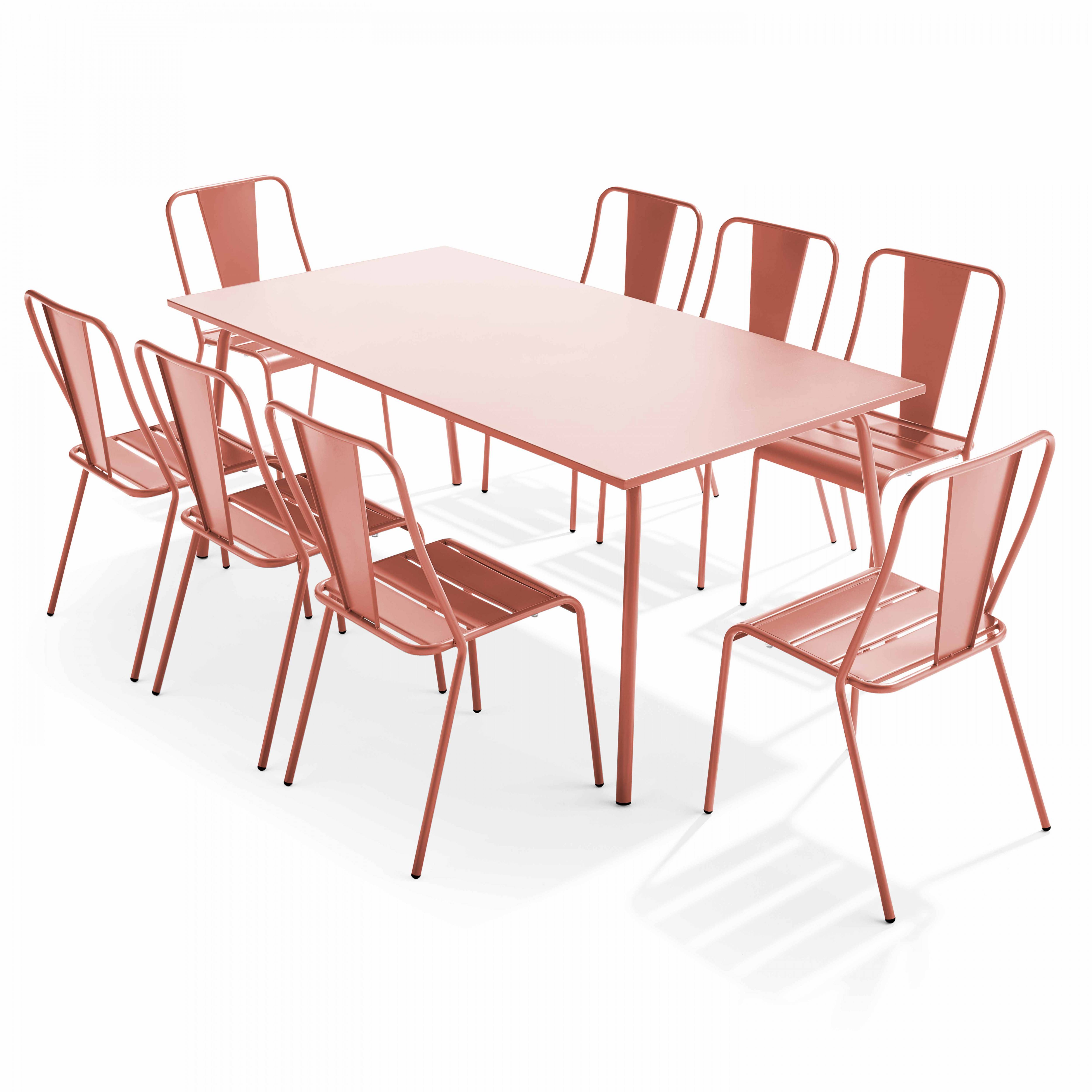 Oviala - Ensemble table de jardin et 8 chaises bistrot en acier argile Palavas - Oviala - Imagen 1