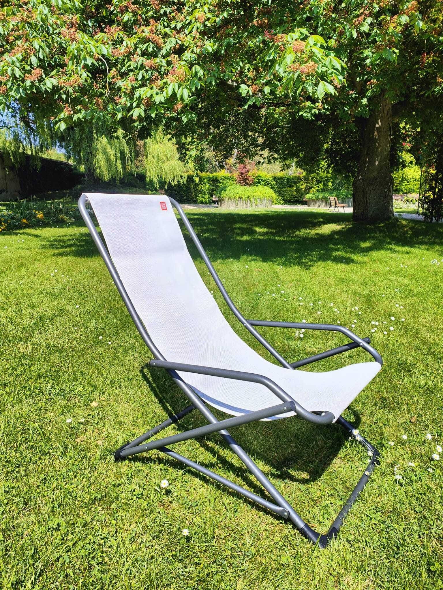 Fiam - Transat DONDOLINA Acier ANTHRACITE Texfil BLANC GRIS 92x63x83 cm FIAM - Image 4
