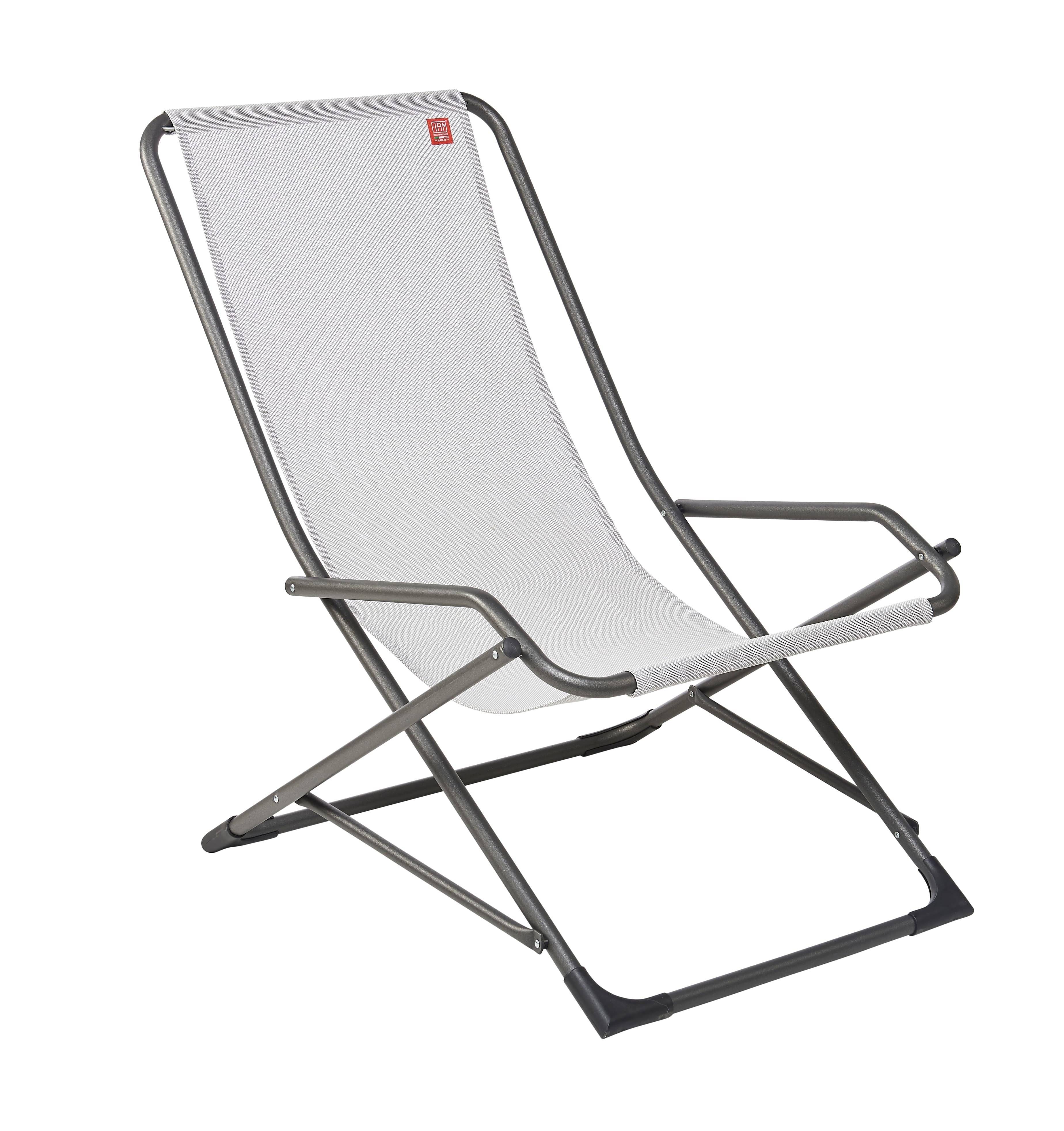 Fiam - Transat DONDOLINA Acier ANTHRACITE Texfil BLANC GRIS 92x63x83 cm FIAM - Image 1