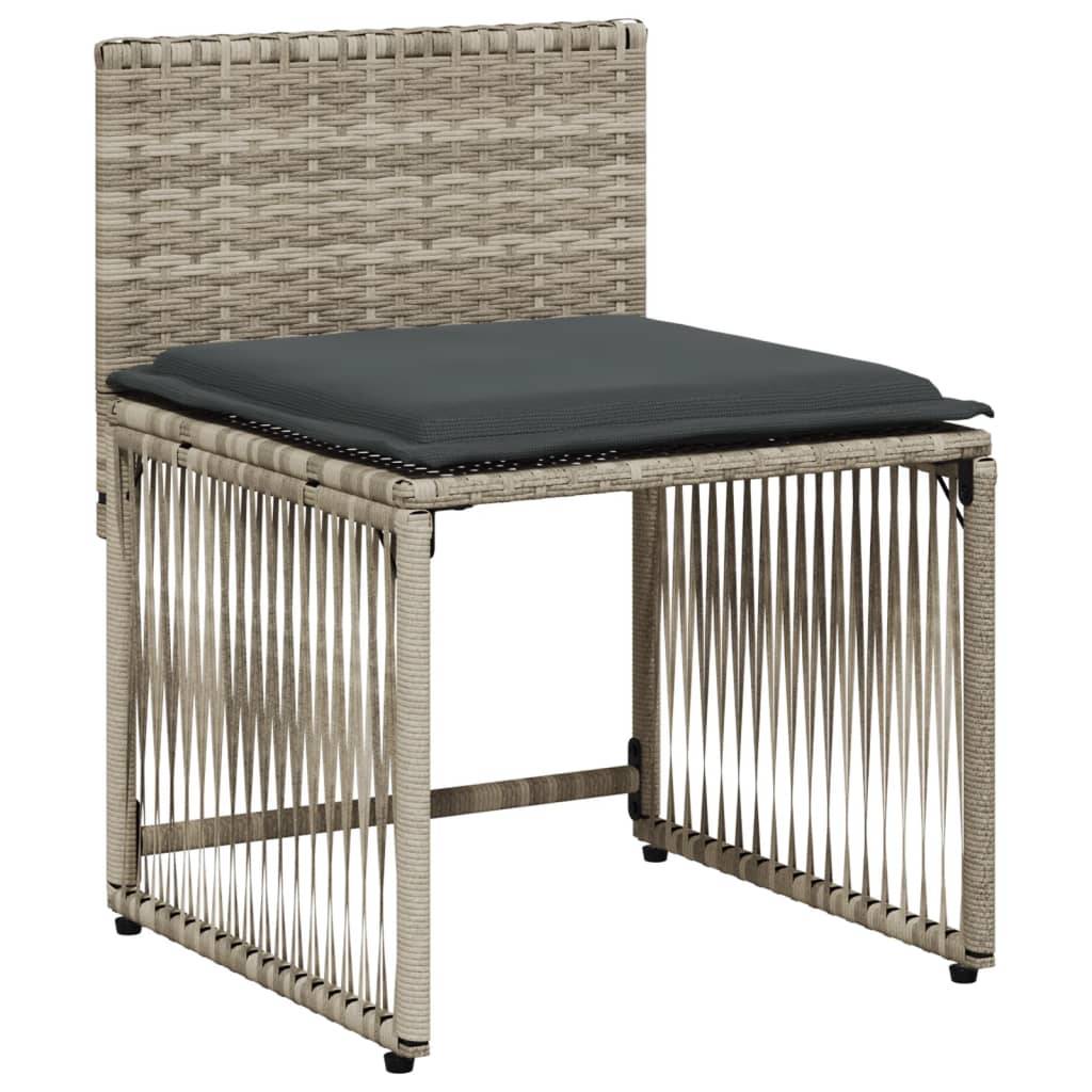 Ensemble de 7 pcs table de jardin et chaises avec coussins - mobilier de jardin gris clair rotin - Image 6