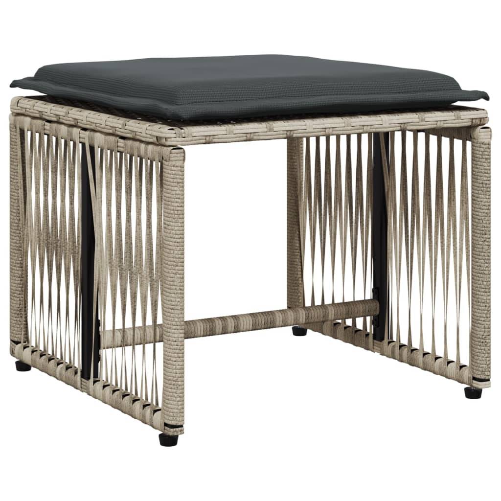 Ensemble de 7 pcs table de jardin et chaises avec coussins - mobilier de jardin gris clair rotin - Image 4