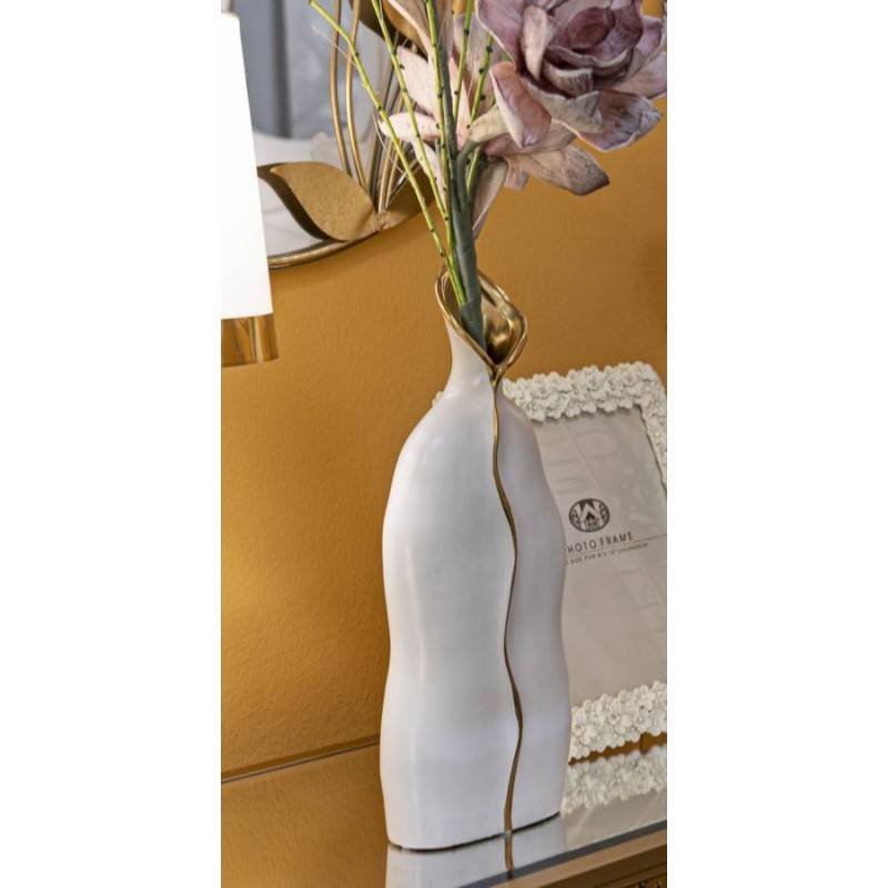Vase en céramique blanche 16x8x40 cm - Mauro Ferretti - Image 5