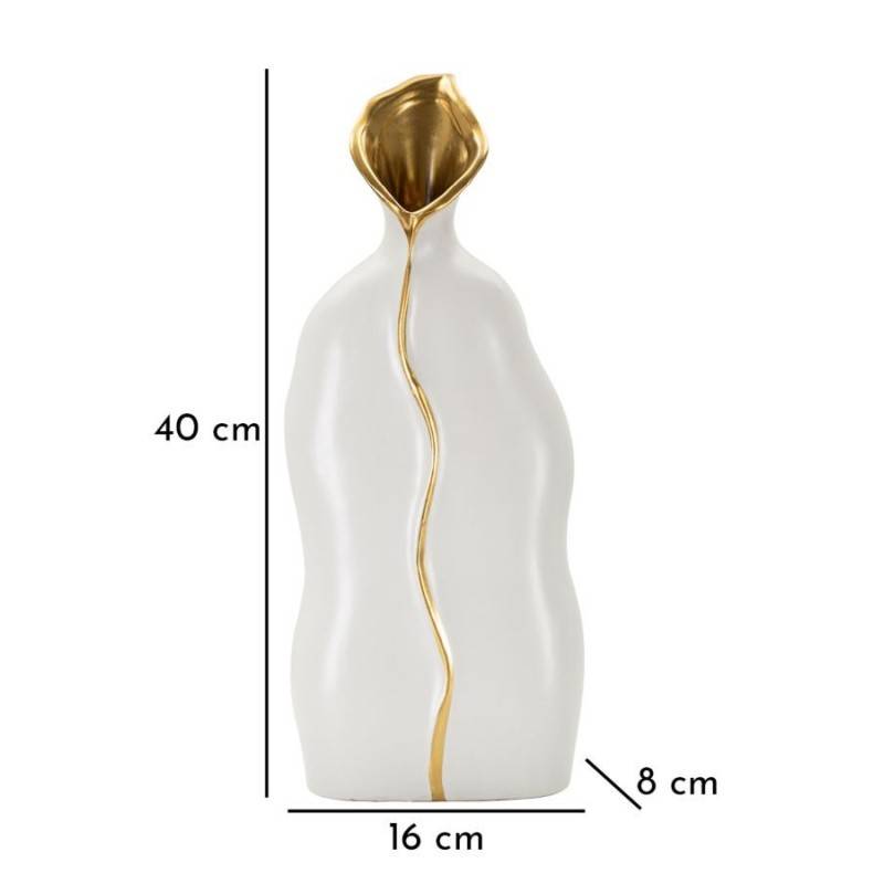 Vase en céramique blanche 16x8x40 cm - Mauro Ferretti - Image 6