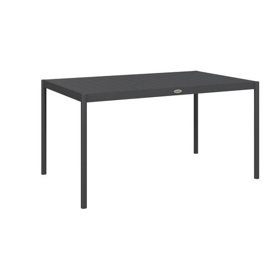 Outsunny - Table de jardin rectangulaire 6 personnes plateau lattes aspect bois alu gris - Image 1