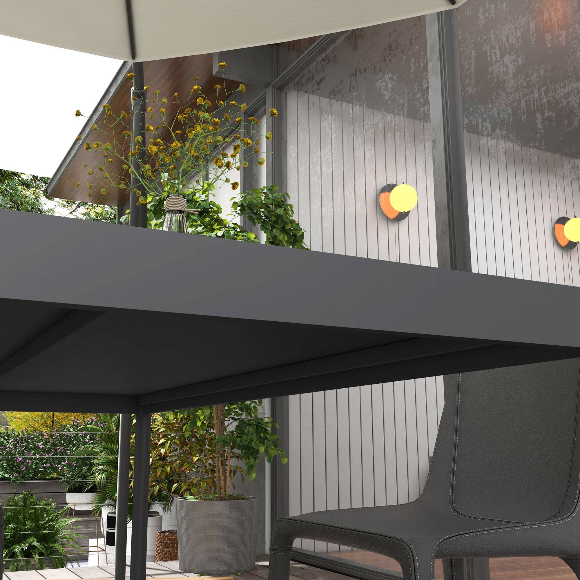Outsunny - Table de jardin rectangulaire 6 personnes plateau lattes aspect bois alu gris - Image 7