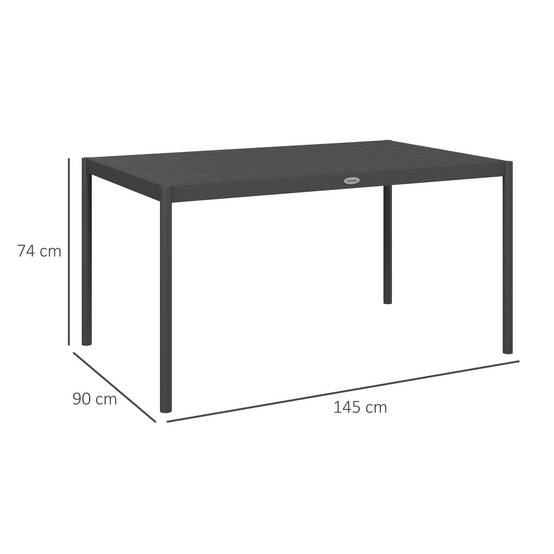 Outsunny - Table de jardin rectangulaire 6 personnes plateau lattes aspect bois alu gris - Image 3