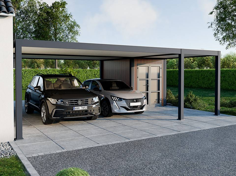Carport Aluminium 760 x 645 cm NEWARK - 43 m² - Hauteur : 255 - 2 Voitures - Imagen 1