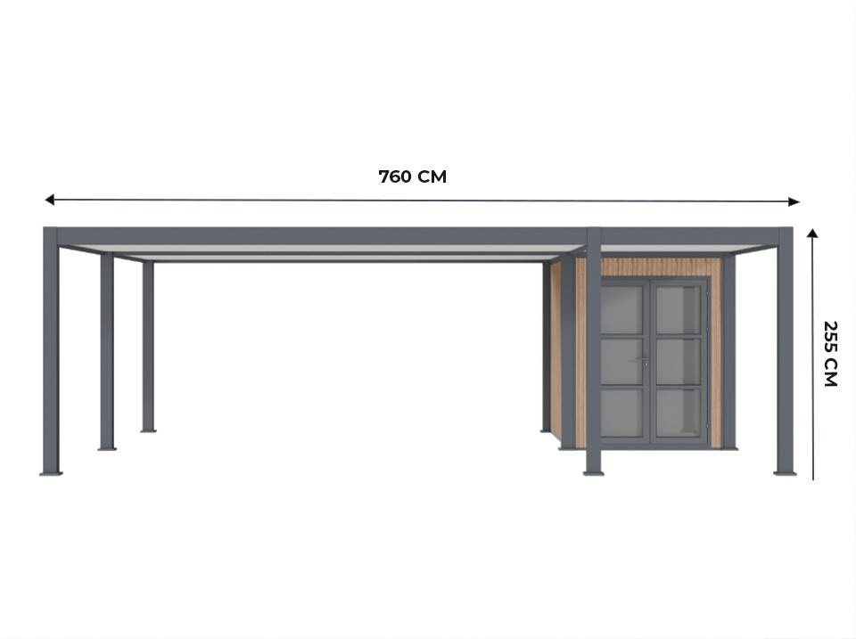 Carport Aluminium 760 x 645 cm NEWARK - 43 m² - Hauteur : 255 - 2 Voitures - Imagen 4