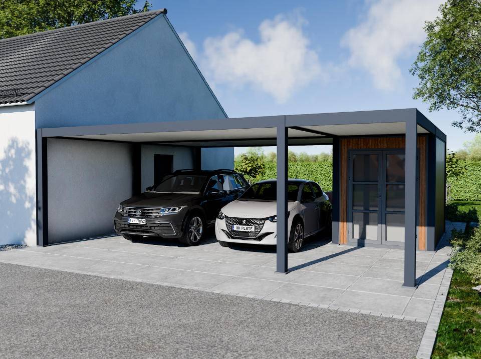 Carport Aluminium 760 x 645 cm NEWARK - 43 m² - Hauteur : 255 - 2 Voitures - Imagen 2