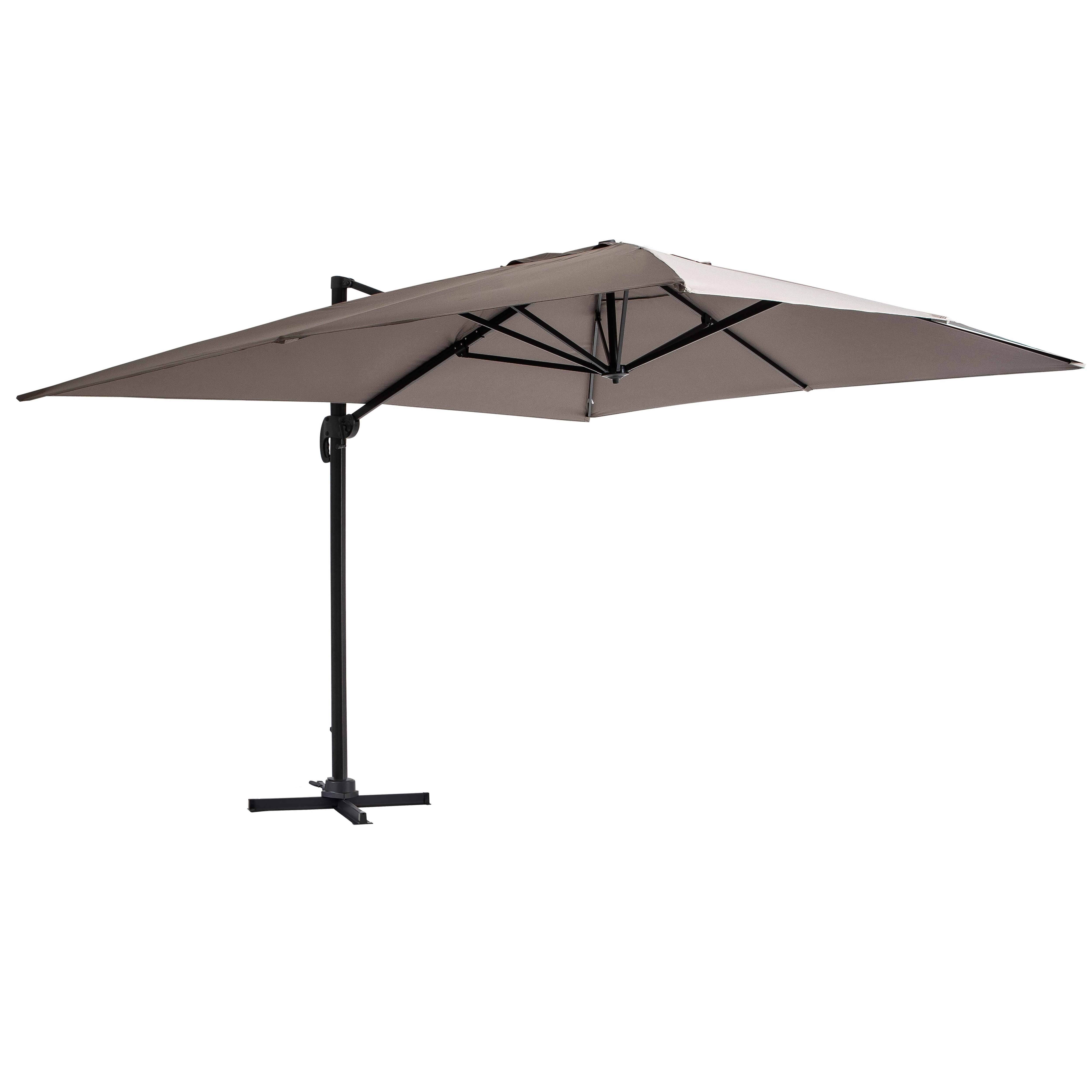 Oviala - Parasol déporté inclinable et rotatif 4x3m en aluminium taupe Caserta - Oviala - Image 1