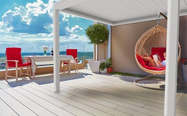 Pergola Bioclimatique Adossée Motorisée Aluminium 3x3 Blanc O ORIAL France - Image 2