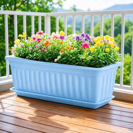 Lot de 4 Pots de Fleurs Rectangulaire Plastique Avec Soucoures Drainants pour Jardin Balcony Patio - Image 6
