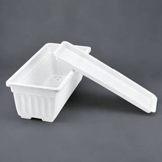 Lot de 4 Pots de Fleurs Rectangulaire Plastique Avec Soucoures Drainants pour Jardin Balcony Patio - Image 4
